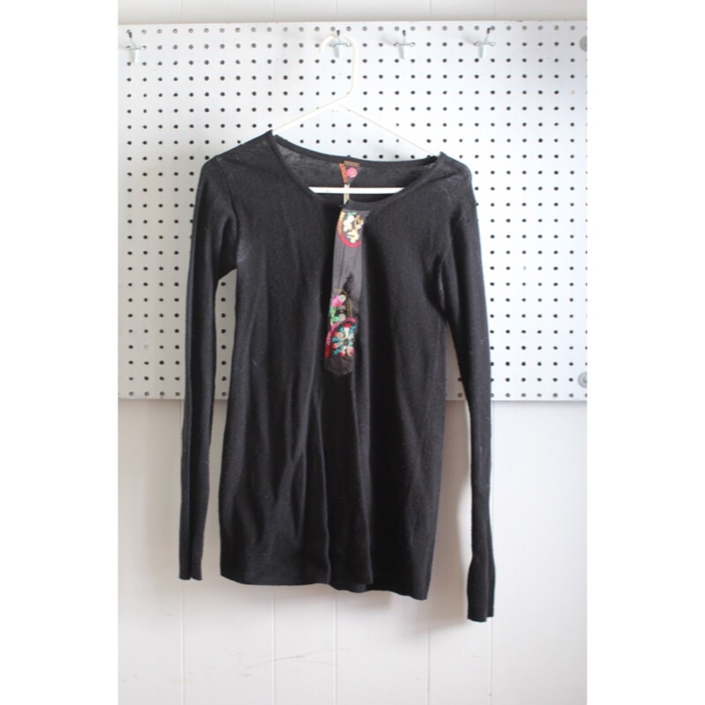 Free people cardigan sweater wool embroidered